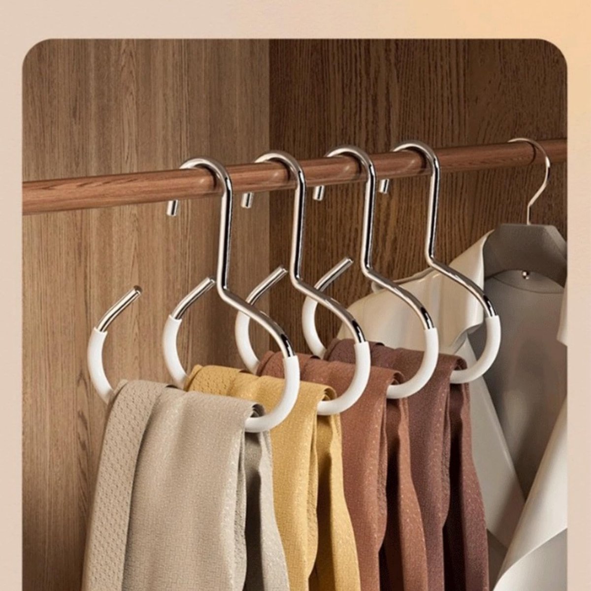 10-pack - Non-slip - Space-saving - Storage rack - Wardrobe belt/scarf hooks - Suitable for displaying hats, vests, ties, shawls (white)