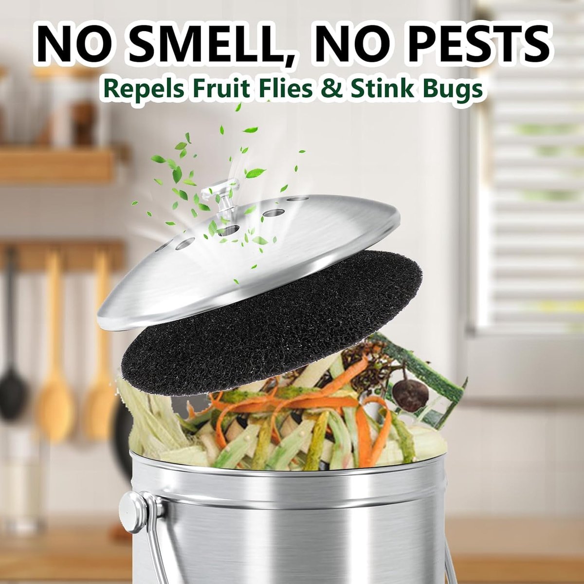 Kitchen Compost Bin Filters - 6-Pack Replacement Countertop Compost Bin Filters - Round 6.7 Inches