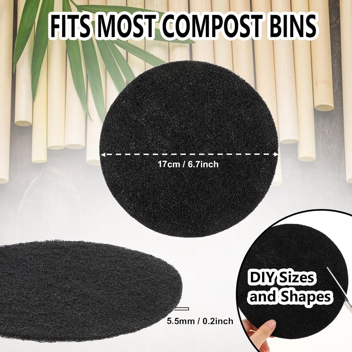 Kitchen Compost Bin Filters - 6-Pack Replacement Countertop Compost Bin Filters - Round 6.7 Inches