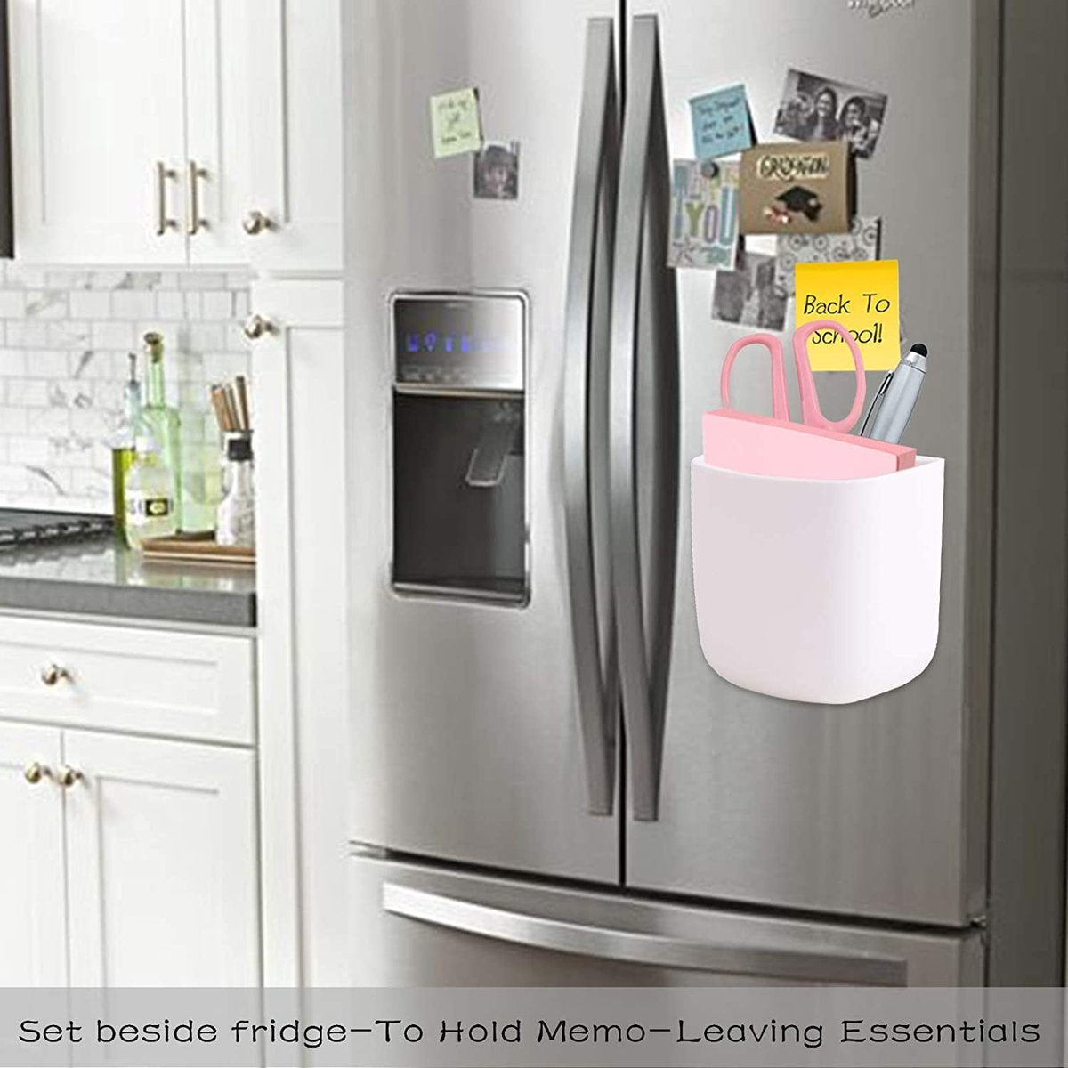 Pencil Holder - Self-Adhesive Wall Pencil Holder - Highlighter - Writing Tool Organizer - Storage - Whiteboard - Home Office - White - Set of 2