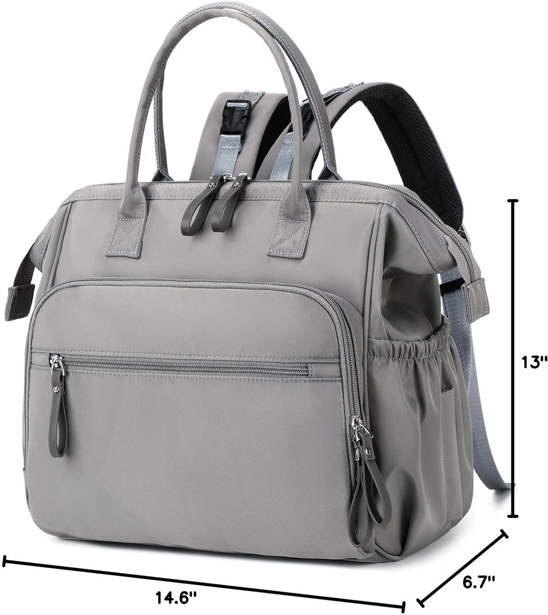 Convertible Diaper Bag - Wide Opening - 14 Pockets - Stylish - Baby Changing Bag - with Stroller Buckle - Diaper Bag - Waterproof (Gray)