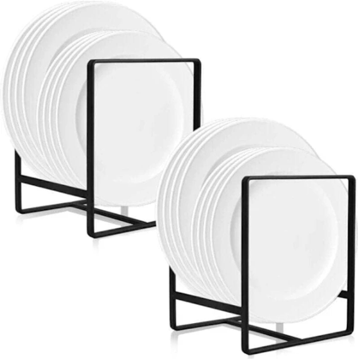 Set of Two - Cabinet-Style Plate Rack - Waterproof - Stainless Steel - No Installation Required - Compatible with Most Plates and Cutlery