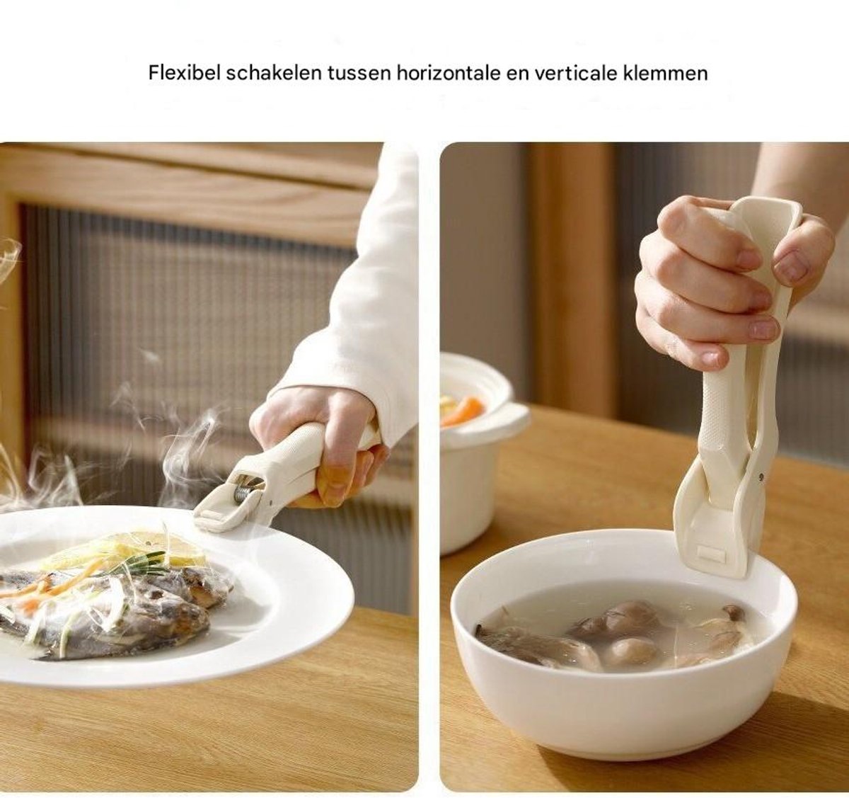 Bowl Clamp - Anti-burn Clamp - Plate Lifter - Kitchen Clamp - Baking Tray Steam Clamp - Beige