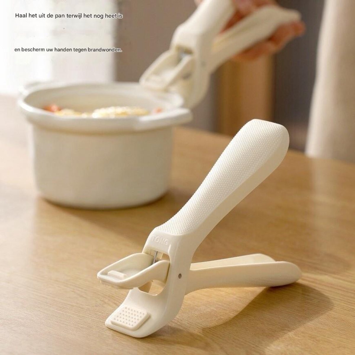 Bowl Clamp - Anti-burn Clamp - Plate Lifter - Kitchen Clamp - Baking Tray Steam Clamp - Beige