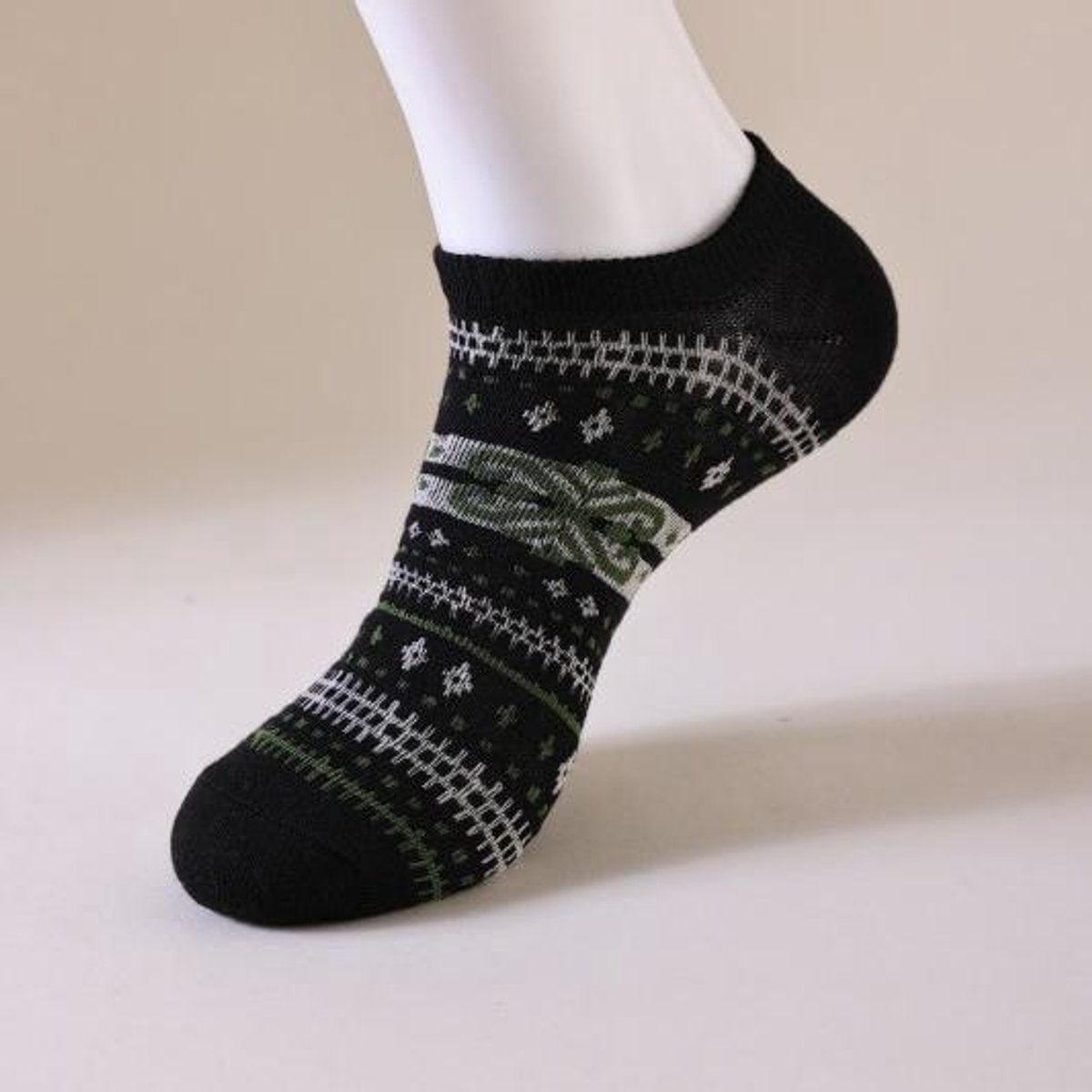 Socks - Fall/Winter Vintage Ethnic Striped Mid-Calf Socks - Breathable - Comfortable - Maillard - Crew Socks (7 Pairs)
