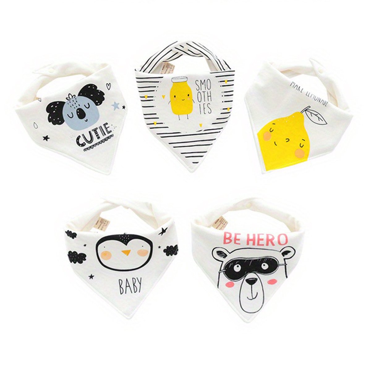 5-pack waterproof triangular baby bandanas - for boys and girls - fashionable cotton unisex bibs