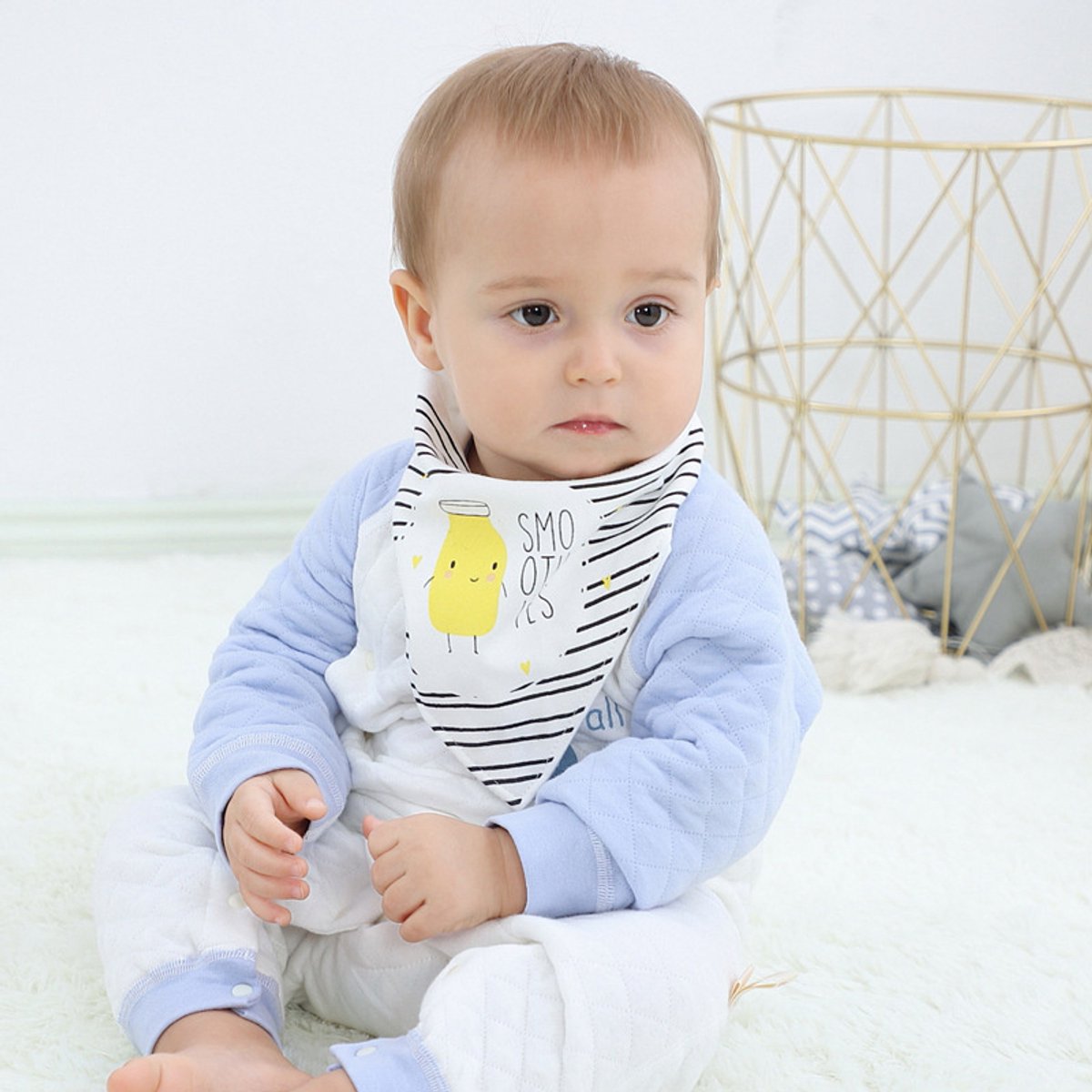 5-pack waterproof triangular baby bandanas - for boys and girls - fashionable cotton unisex bibs