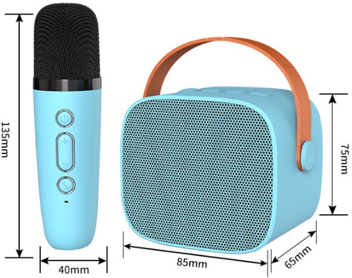 Mini Karaoke Machine - With 2 Microphones (Blue)