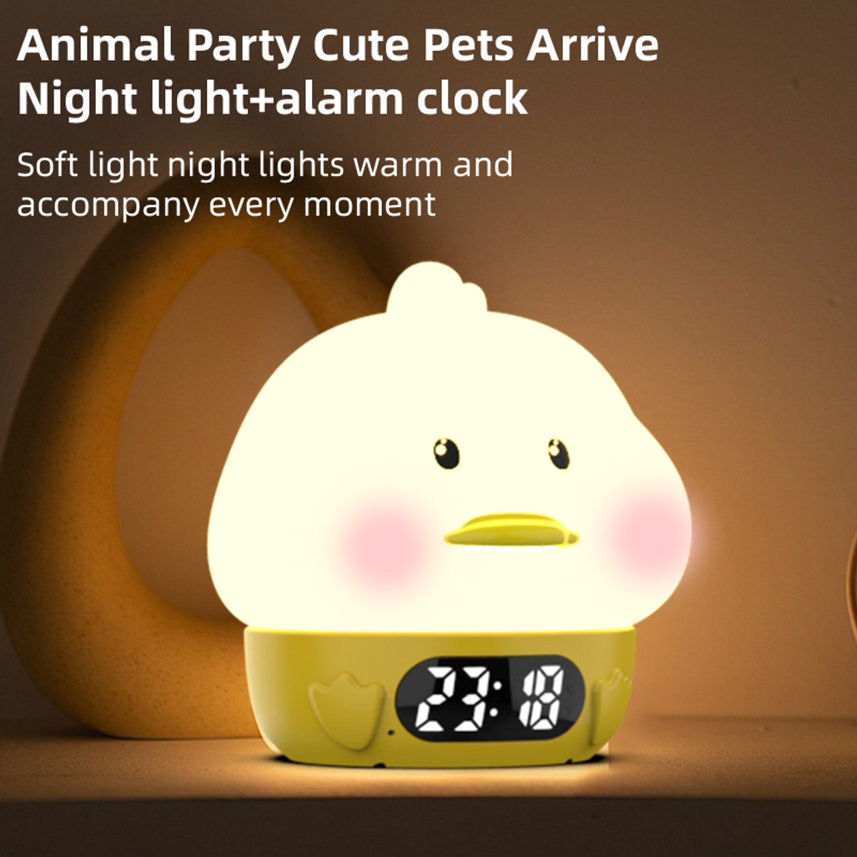 Night Light for Kids - Duck-Shaped Night Light - Temperature Display - RGB Color Change - Wake-Up Timer - Bedroom Desk Lamp - Silicone Baby Night Light
