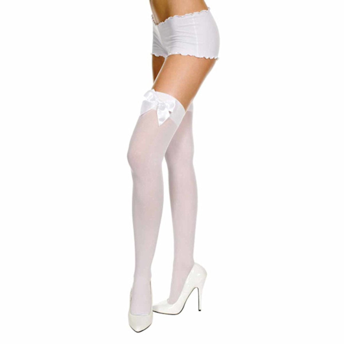 Socks - White bow knee socks - White - 2 pairs