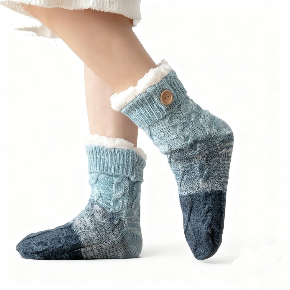 Floor Socks - House Socks - Socks - Slipper Socks - Warm Socks - Christmas Socks - Warm and Non-Slip House Socks for Adults (One Size Fits All) - Unisex - 1 Pair - Winter Warm Gift - Blue - Christmas Gift - Birthday Gift