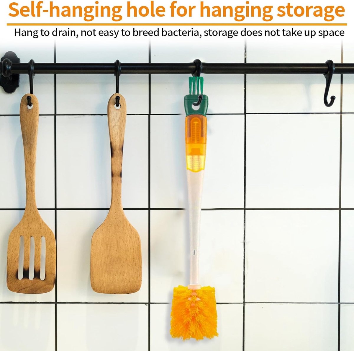 Bottle Brush - 5-in-1 Bottle Brush - Bottle Brush for Babies - Suitable for all types of glass cups - Cleans cup rims, straws and other parts.