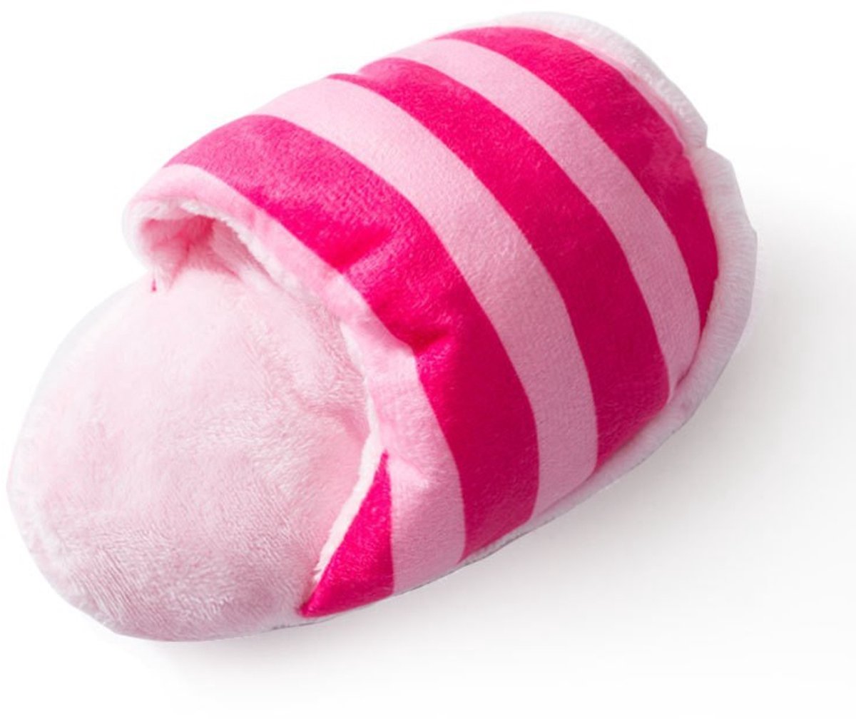 Dog Toys - Dog Cuddly Toy - Slipper Shape - Interactive - Dog Toy - Pink Stripes