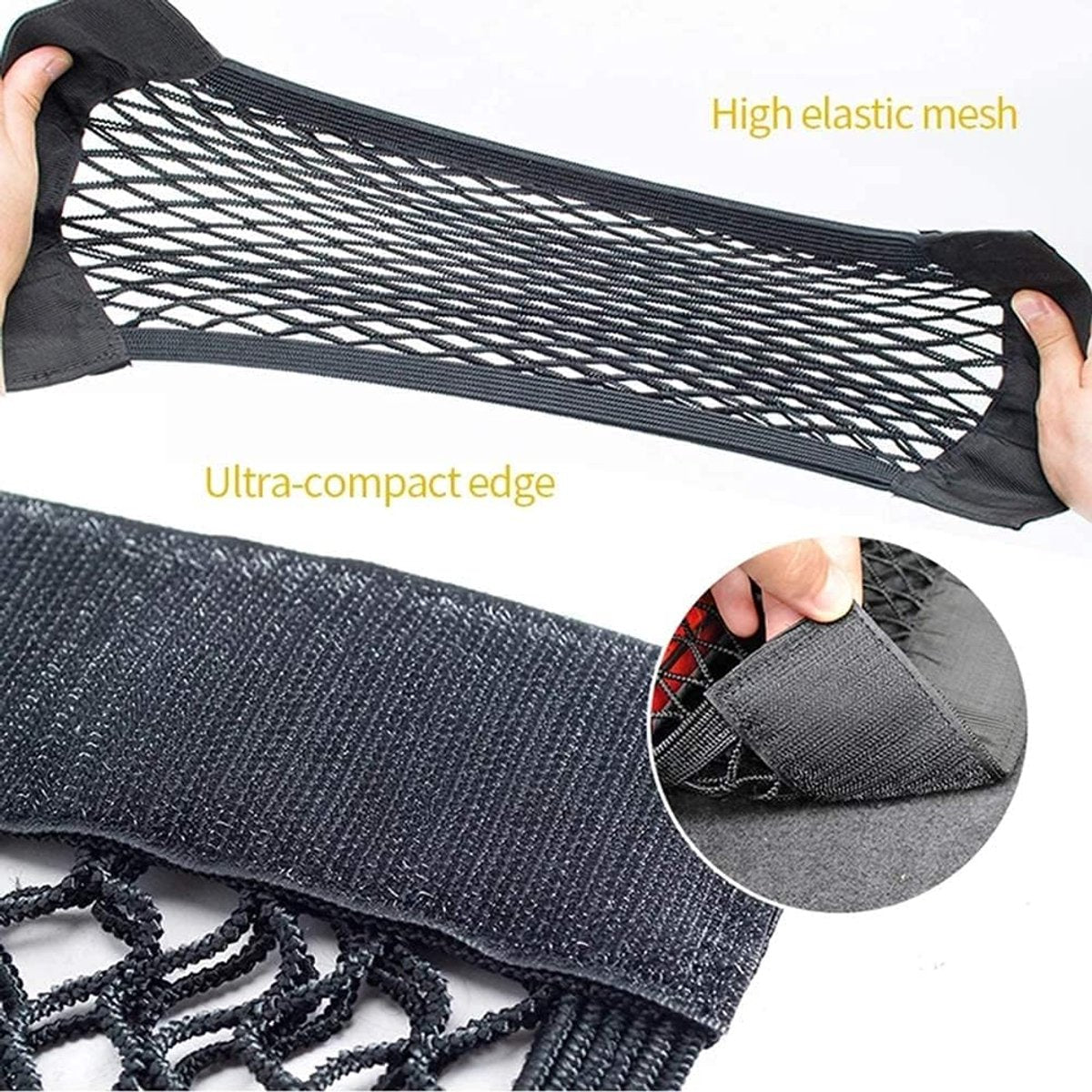 Car Trunk Storage Net (2-Pack) - Storage Bag 50*25cm - With Velcro - Car Seat Storage Net - Universal Net Bag for SUVs, Sedans and Trucks - Suitable for storing mobile phone accessories, water bottles