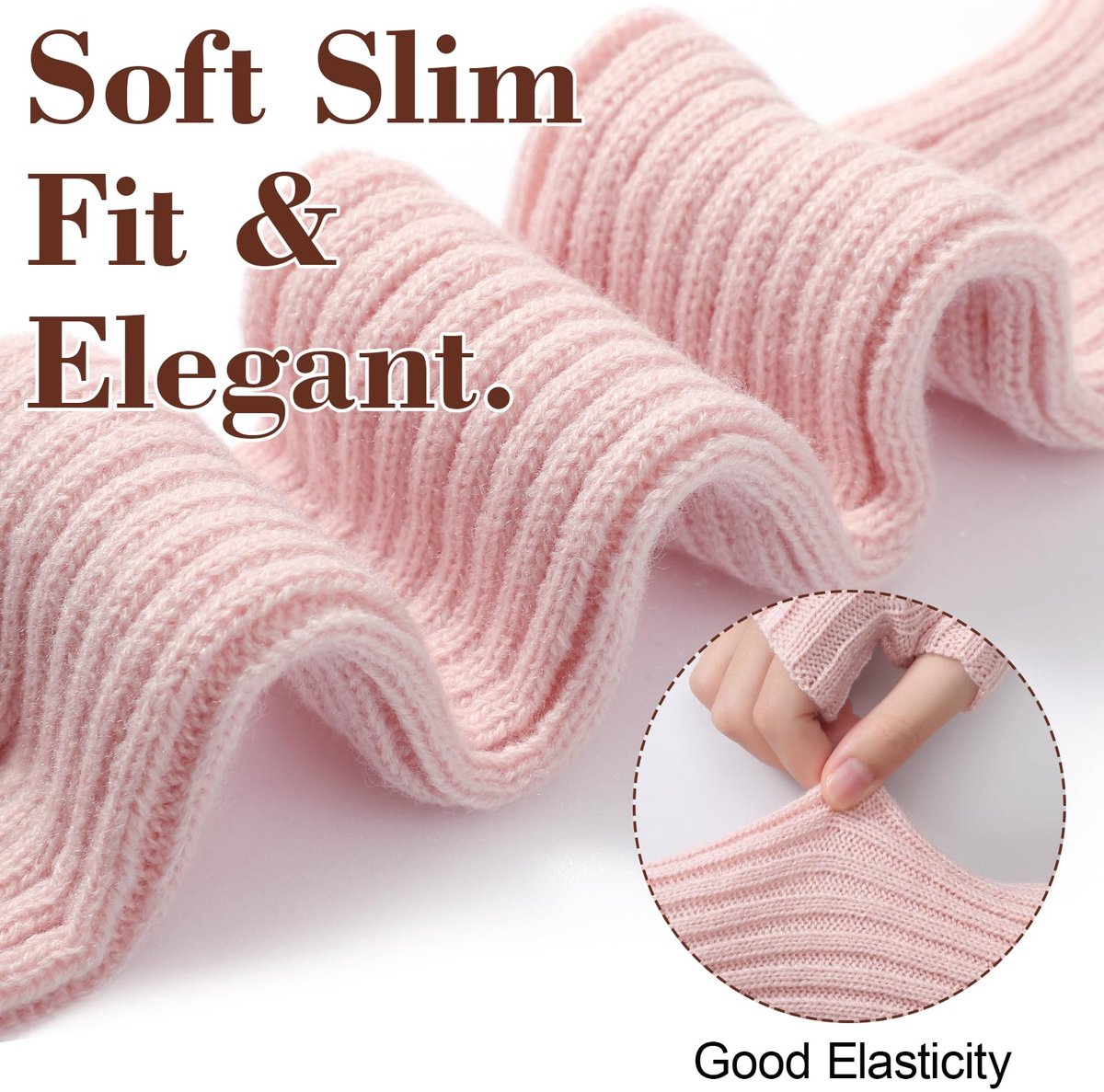 Arm Sleeves - Women's Long Fingerless Knitted Y2K Arm Sleeves - (Pink)