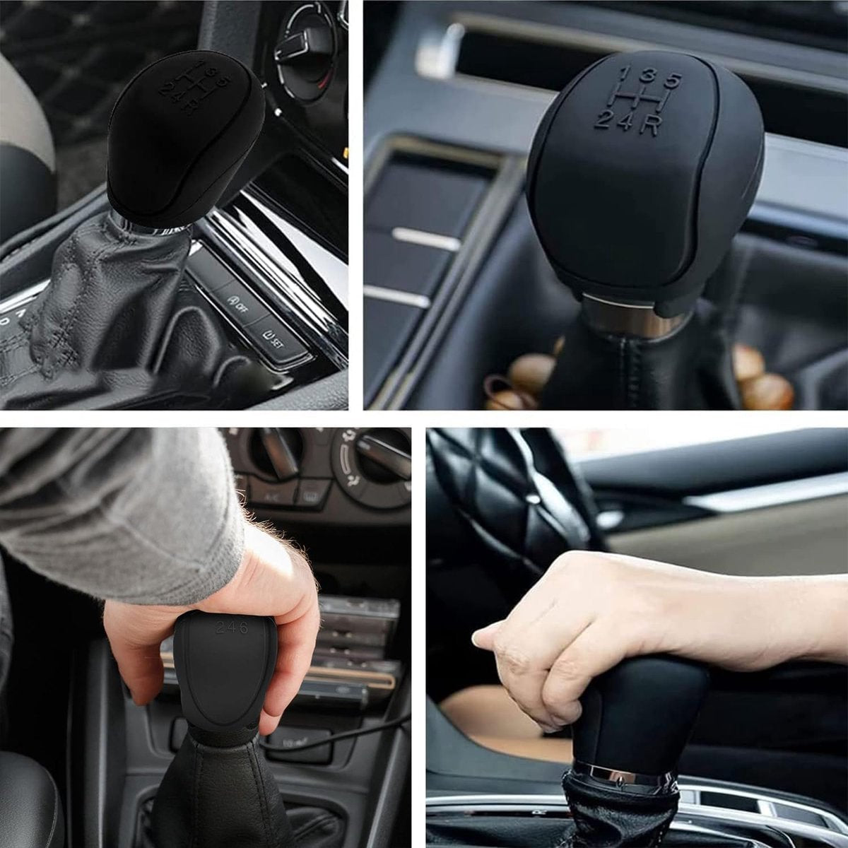 Transmission Lever Cover - Car Gear Shift Knob Cover - Car Gear Shift Knob Protective Cover - Car Round Soft Silicone Anti-slip Gear Shift Knob Cover - Black