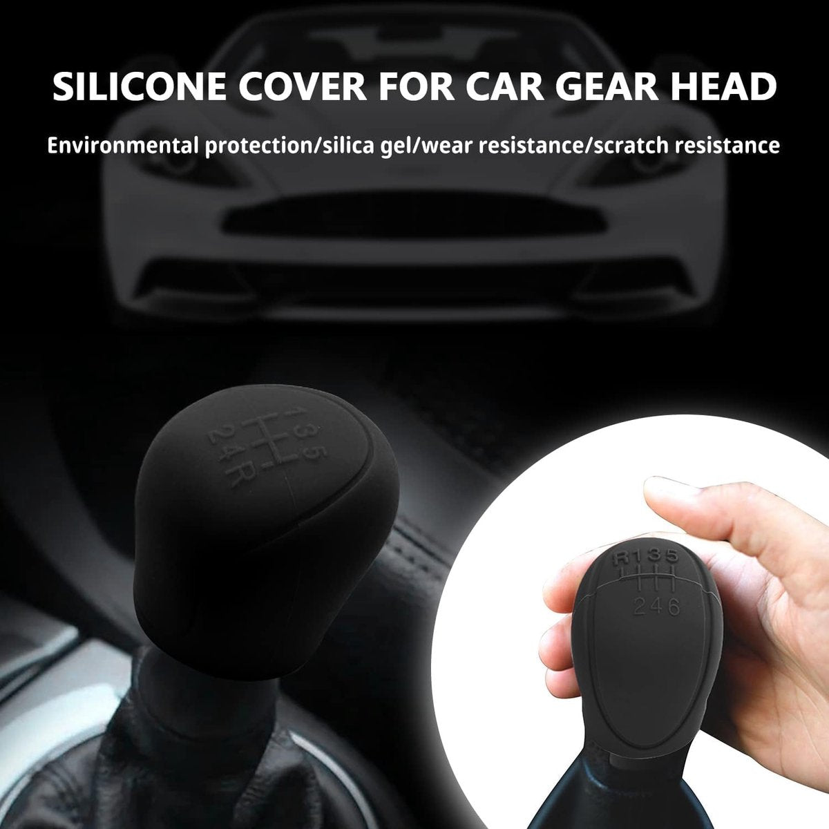 Transmission Lever Cover - Car Gear Shift Knob Cover - Car Gear Shift Knob Protective Cover - Car Round Soft Silicone Anti-slip Gear Shift Knob Cover - Black