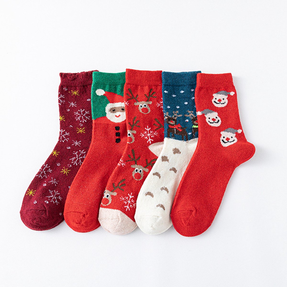 Socks - 5 pairs - Christmas socks - Lounge socks - Warm socks - Cute mid-height reindeer women's socks - Christmas sock set - Christmas gift - Birthday gift - Christmas series