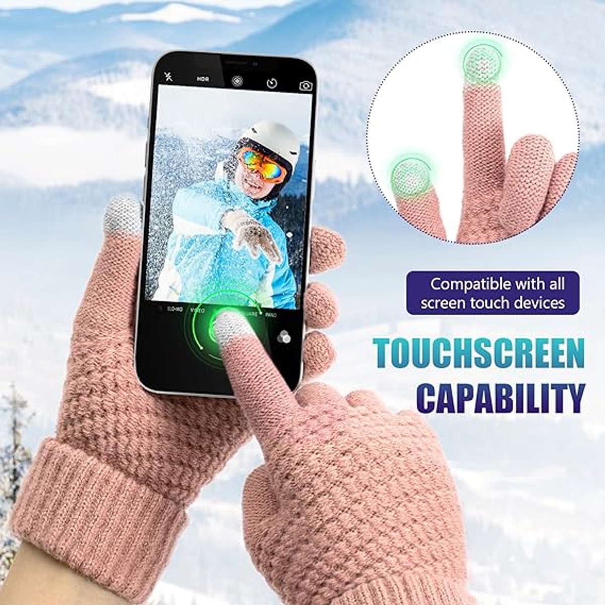 Winter Gloves - Two-pack - Men's Gloves - Warm and Soft - Winter Gloves with Touchscreen - Elastic Cuffs - Knitted Gloves - Suitable for Cold Weather (Black)