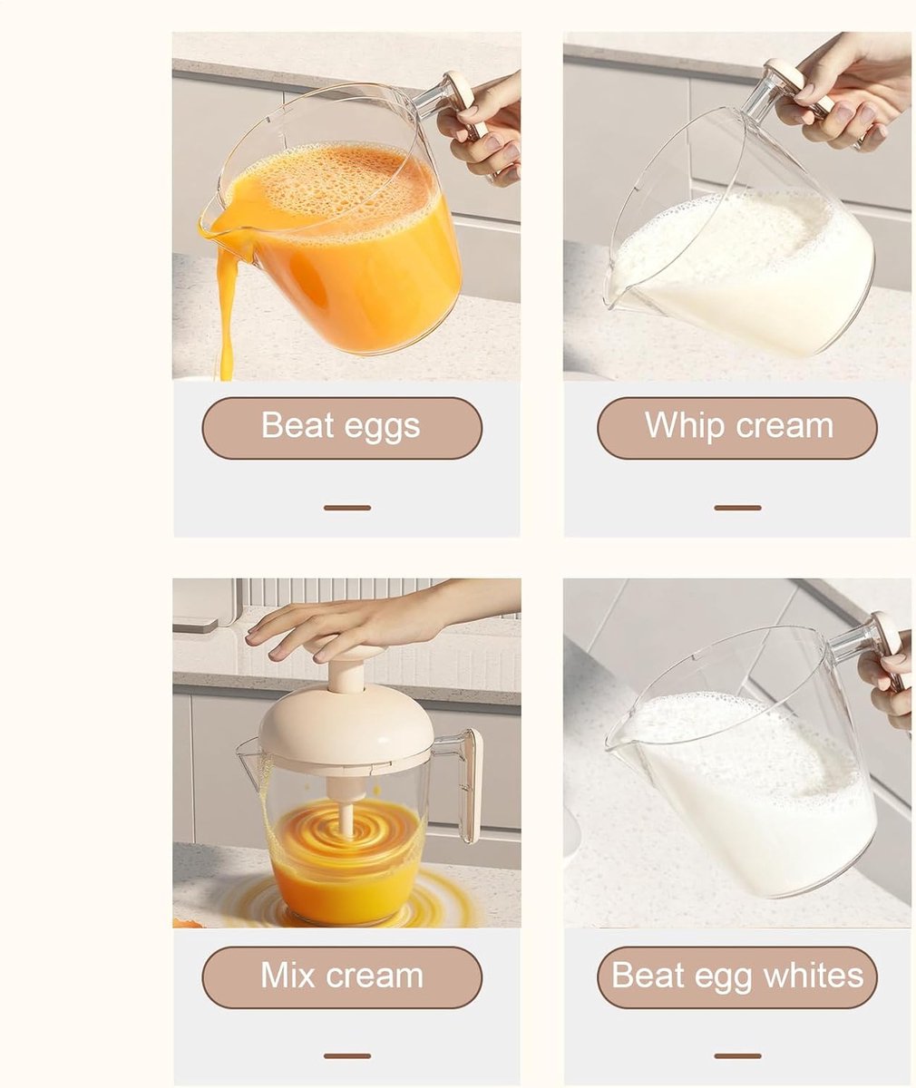 Mixing Cup - Blender - Kitchen Tool - Whisk - Hand Press - Transparent Housing - Portable - Suitable for mixing batter, smoothies, cream, butter, etc.