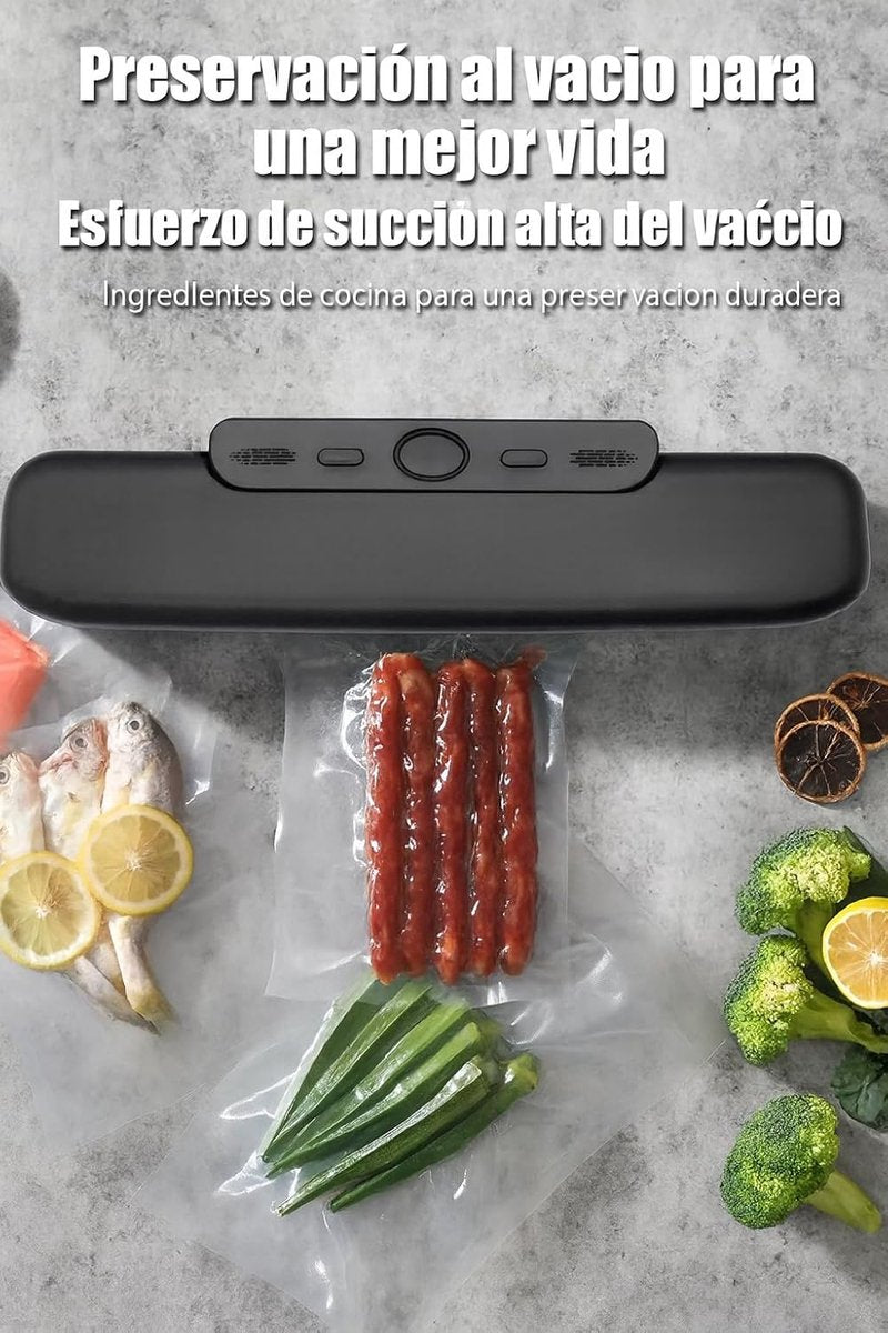 Vacuum Packaging Machine - Household Vacuum Packaging Machine - One-Button Vacuum Packaging Machine for Dry and Wet Food Storage - Includes 50 Vacuum Bags - Compact Vacuum Packaging Machine (Black)