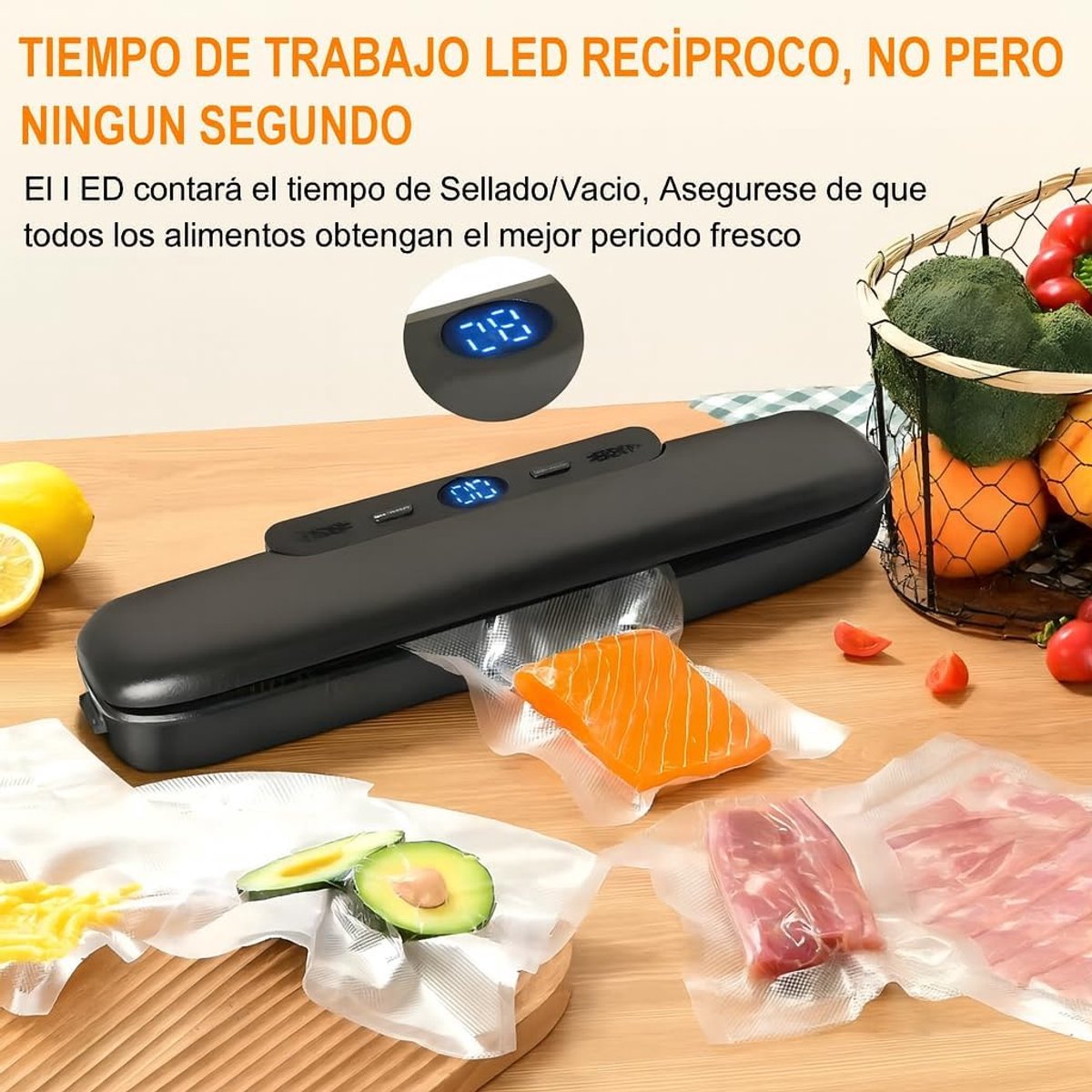 Vacuum Packaging Machine - Household Vacuum Packaging Machine - One-Button Vacuum Packaging Machine for Dry and Wet Food Storage - Includes 50 Vacuum Bags - Compact Vacuum Packaging Machine (Black)