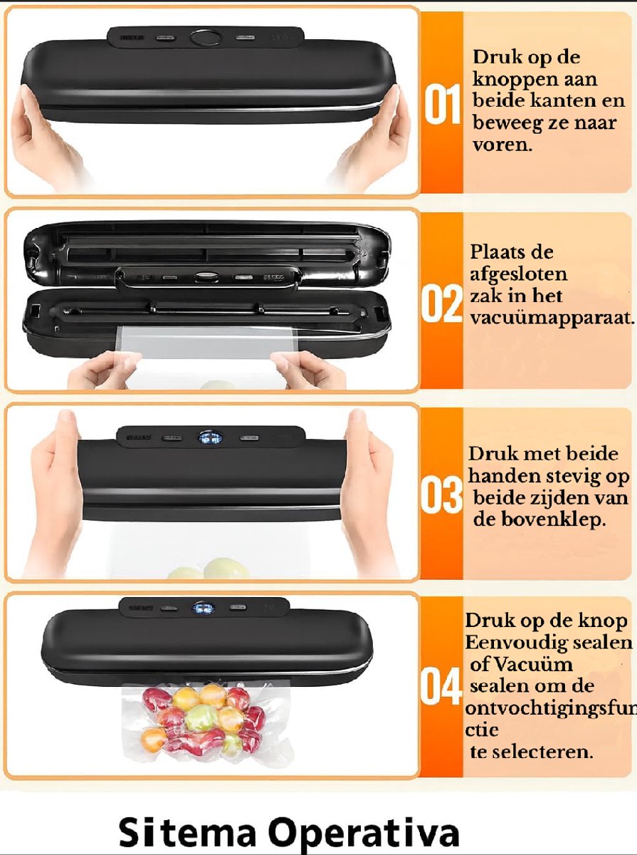 Vacuum Packaging Machine - Household Vacuum Packaging Machine - One-Button Vacuum Packaging Machine for Dry and Wet Food Storage - Includes 50 Vacuum Bags - Compact Vacuum Packaging Machine (Black)