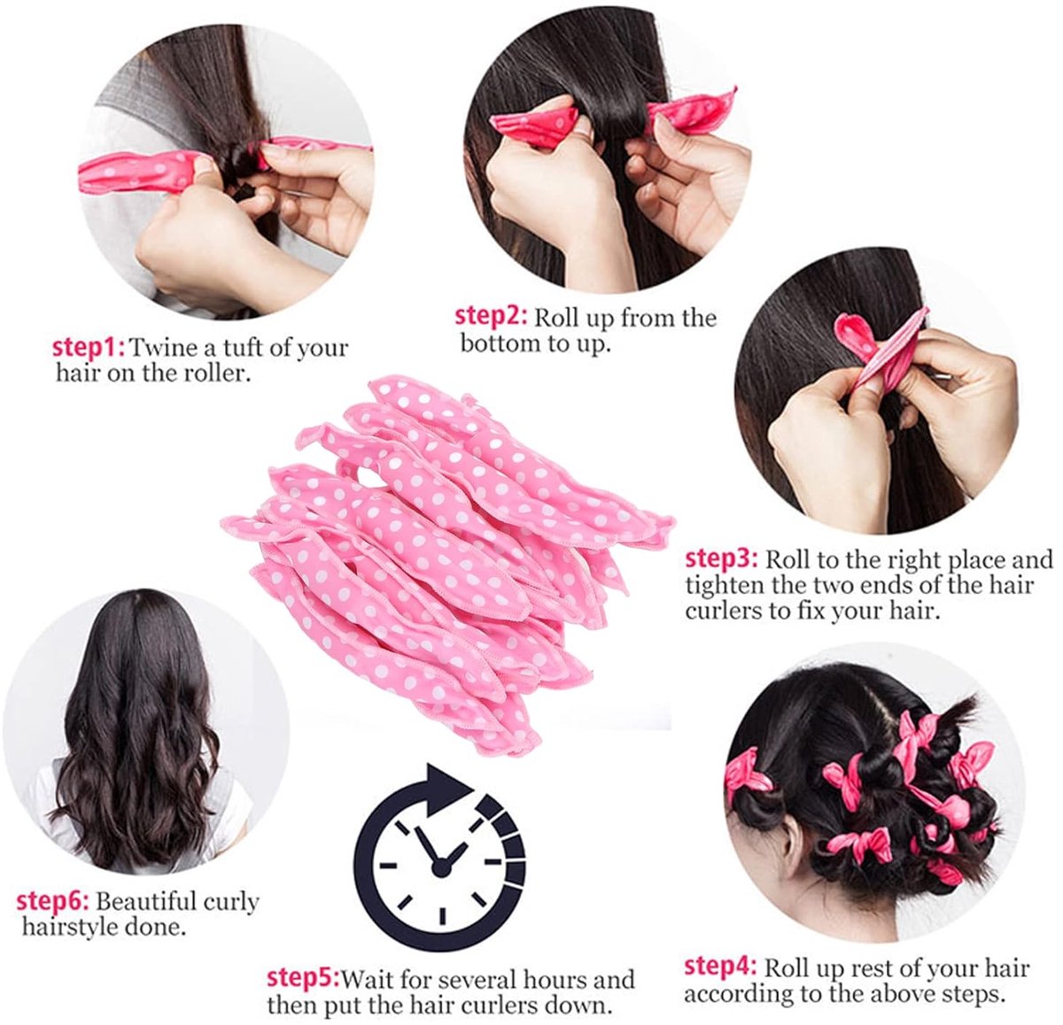 Curling Iron - 20 pieces - Curling iron with sponge - Curling iron for short hair - No heating required - Spiral curling iron - Mini curling iron - Soft and elastic sponge material - Styling tools hair - DIY hair styling tools for women