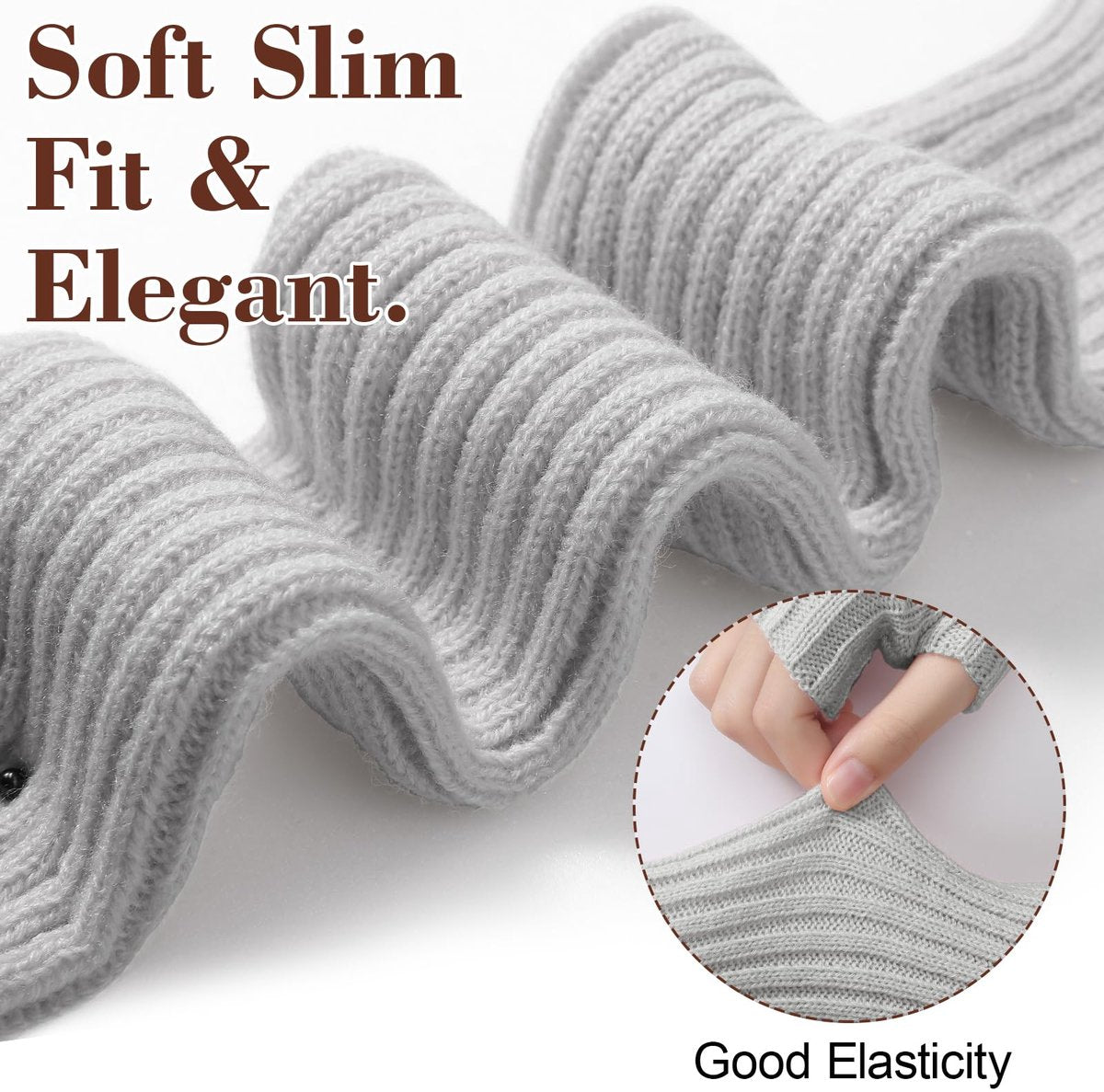 Arm Sleeves - Women's Long Fingerless Knitted Y2K Arm Sleeves - (Gray)