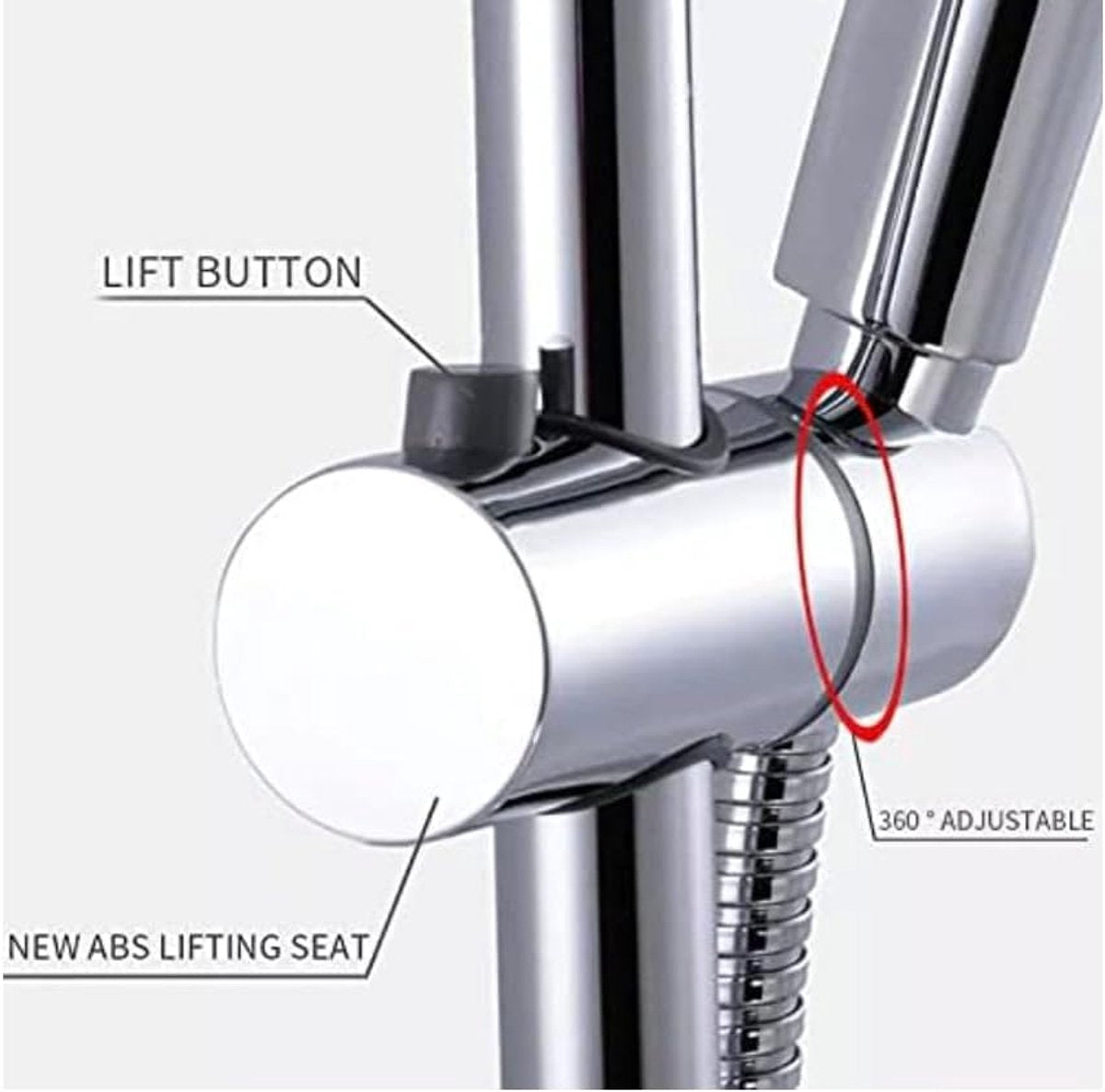 Shower Rod Slide Rail - 24mm Diameter - Handheld Shower Head Holder - Adjustable - ABS Material - Handheld Shower Head - Shower Head - Shower Head Holder - Handheld Shower Head Holder - Shower - Bathroom - Silver - Universal - Suitable for shower rods - E