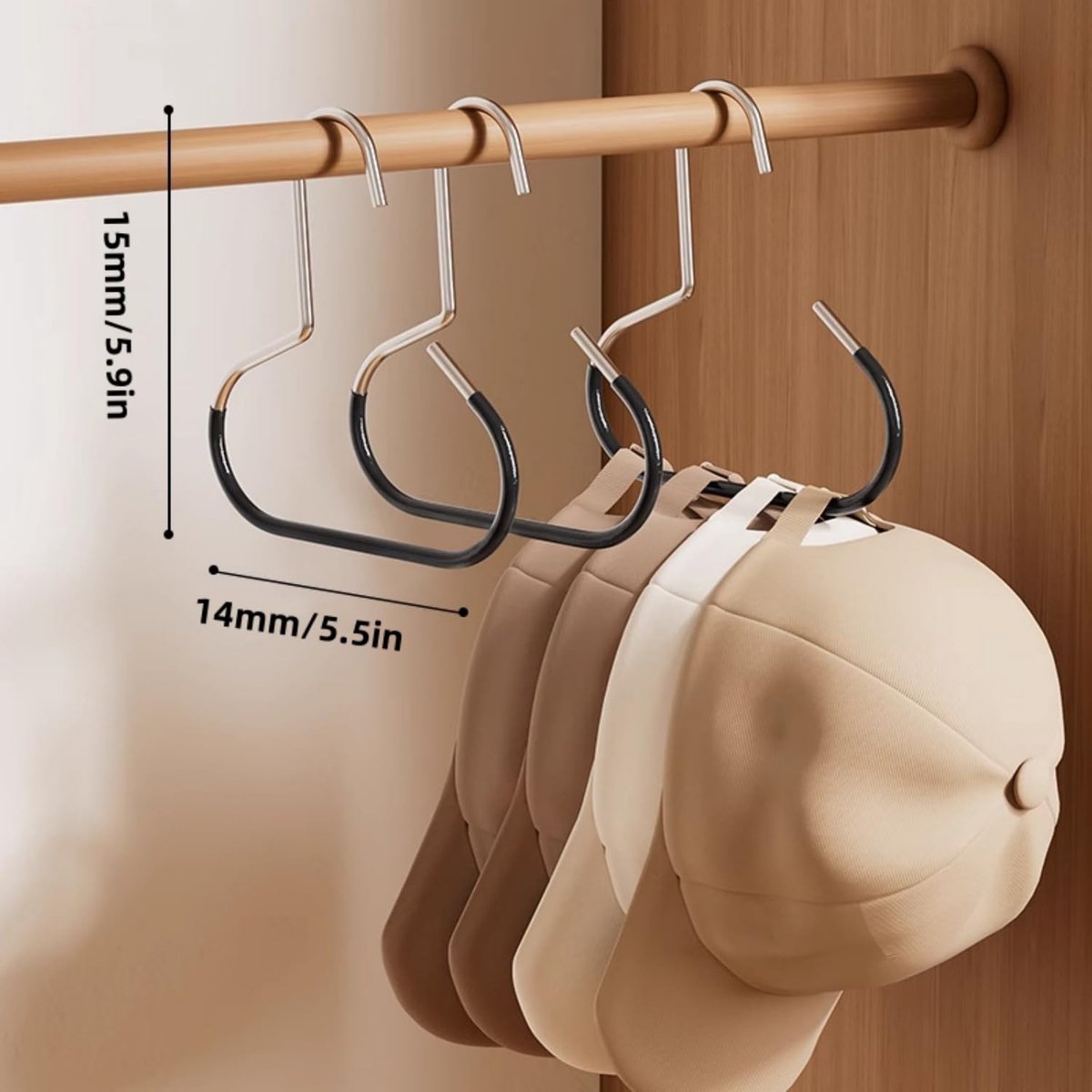 10-pack - Non-slip - Space-saving - Storage rack - Wardrobe belt/scarf hooks - Suitable for displaying hats, vests, ties, shawls (black)