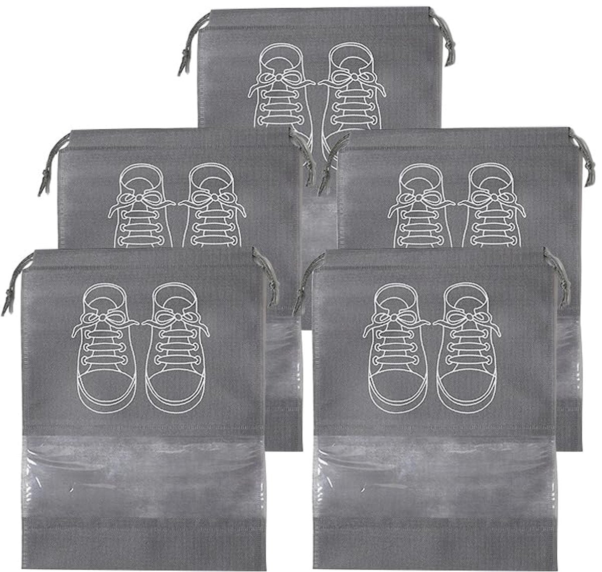 Shoe Bags - 5 Pieces - Shoe Bag - Travel and Storage Bag - Water-Repellent - Travel Organizer - Gray (36*26.5 cm)
