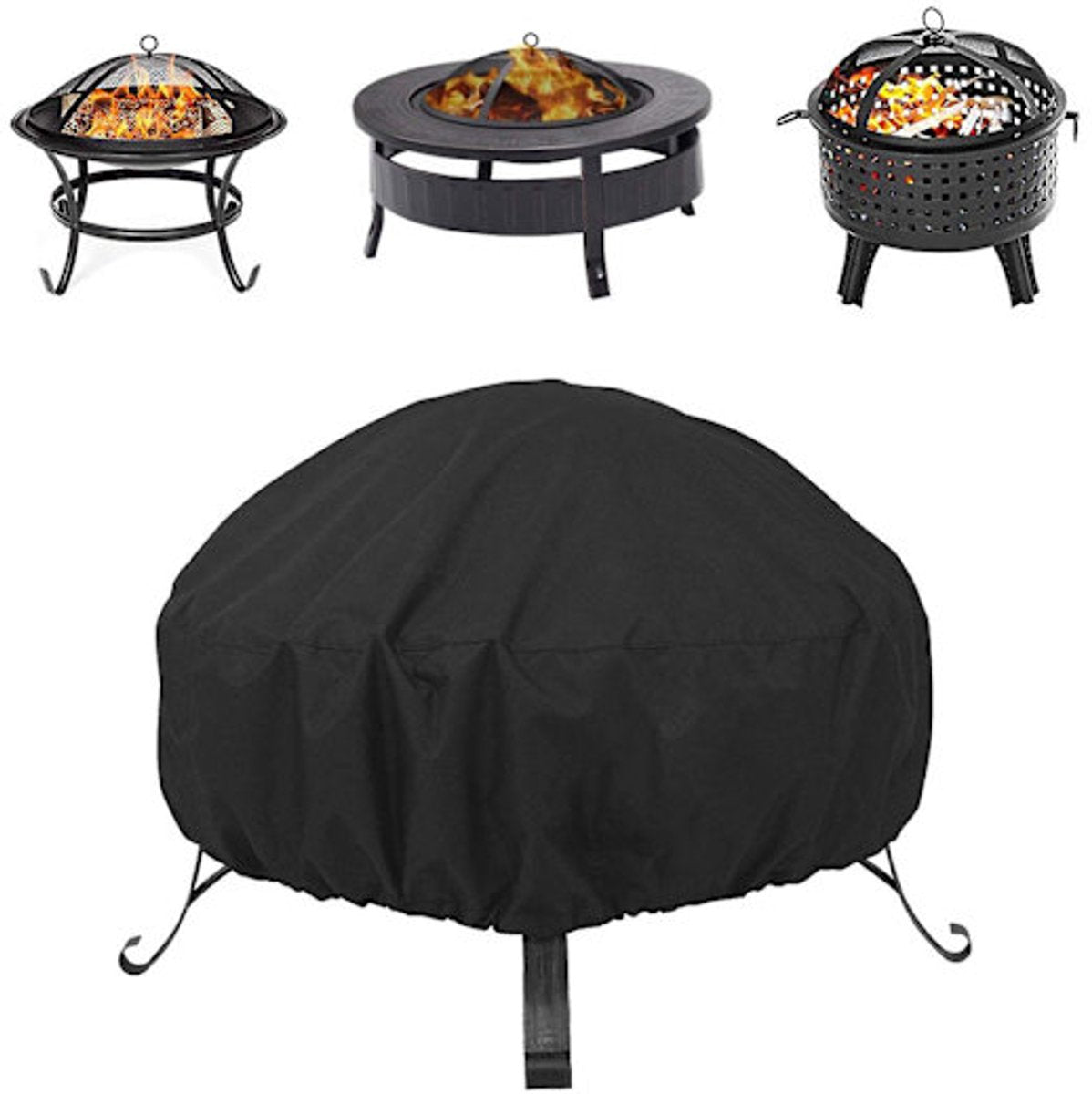 Round grill cover - waterproof, windproof, UV-resistant - Oxford cloth fire pit cover - 122x46cm