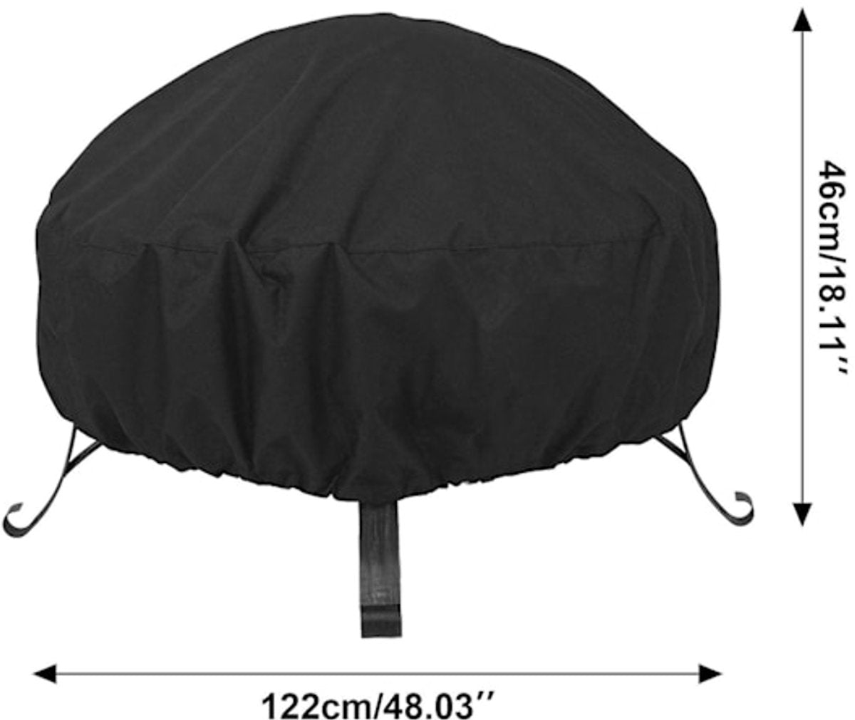 Round grill cover - waterproof, windproof, UV-resistant - Oxford cloth fire pit cover - 122x46cm