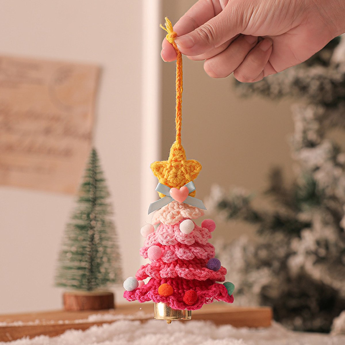 Christmas Decorations - Crochet Christmas Tree Bell Decorations - Small Christmas Decorations - Car Decorations - Christmas Tree Decorations - Ornaments - Specimens - Style A