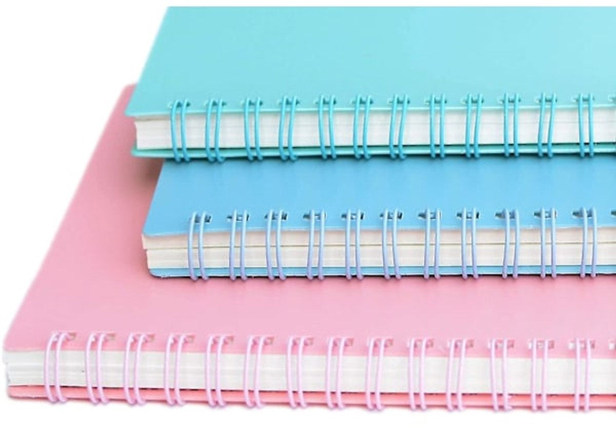 Notebooks - Spiral Colors - Minimalist Style and Lines Notebooks - Double Spiral Notebooks - 3-Pack