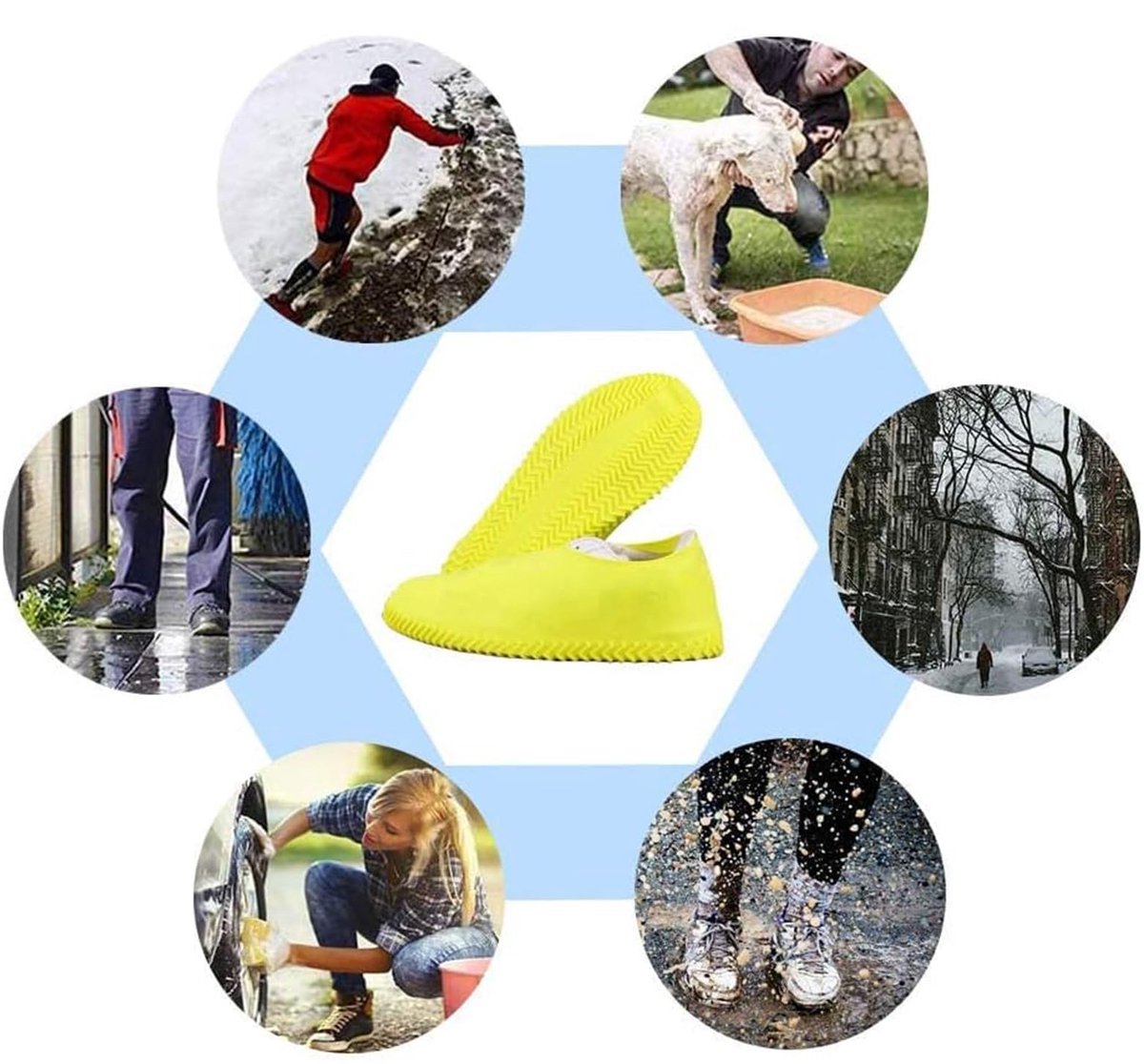 Overshoes - 1 Pair - Waterproof Silicone Overshoes - Reusable, Non-slip, Suitable for Outdoor Activities (Yellow - Size L)