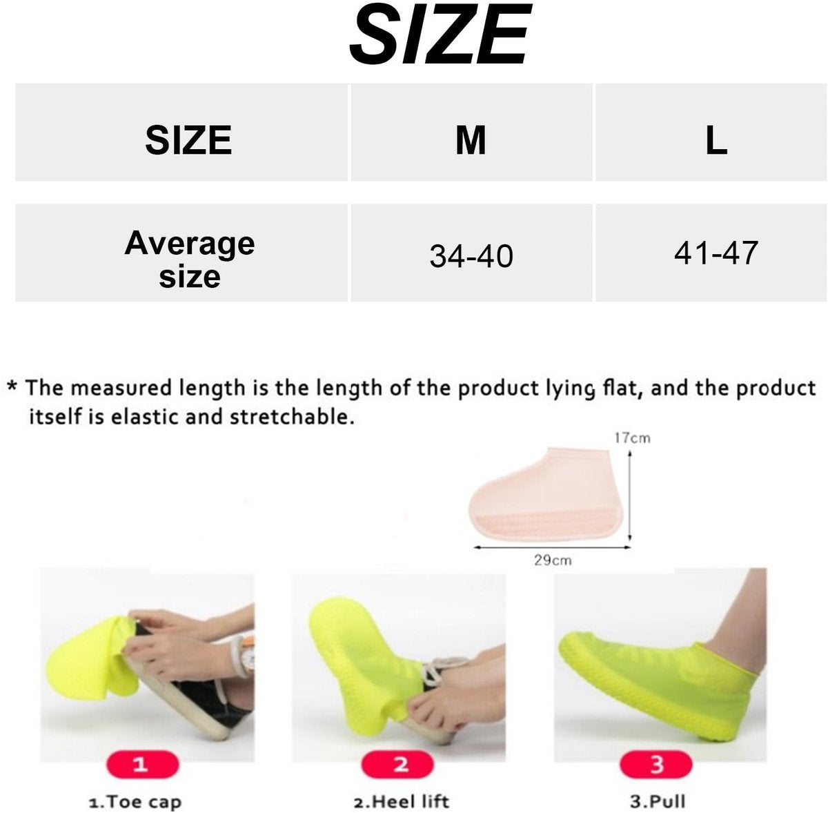 Overshoes - 1 Pair - Waterproof Silicone Overshoes - Reusable, Non-slip, Suitable for Outdoor Activities (Yellow - Size M)