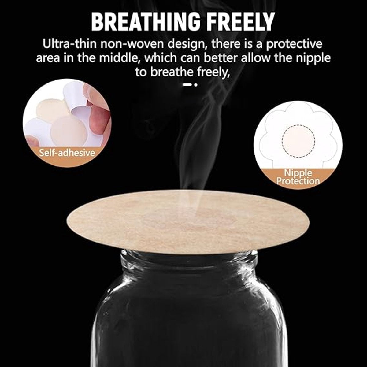 80 Invisible Nipple Shields - Disposable Nipple Shields - Nipple Shields for Women - Breathable Breast Shields - Unisex Nipple Shields - Round and Plum Shape - Off White - One Size