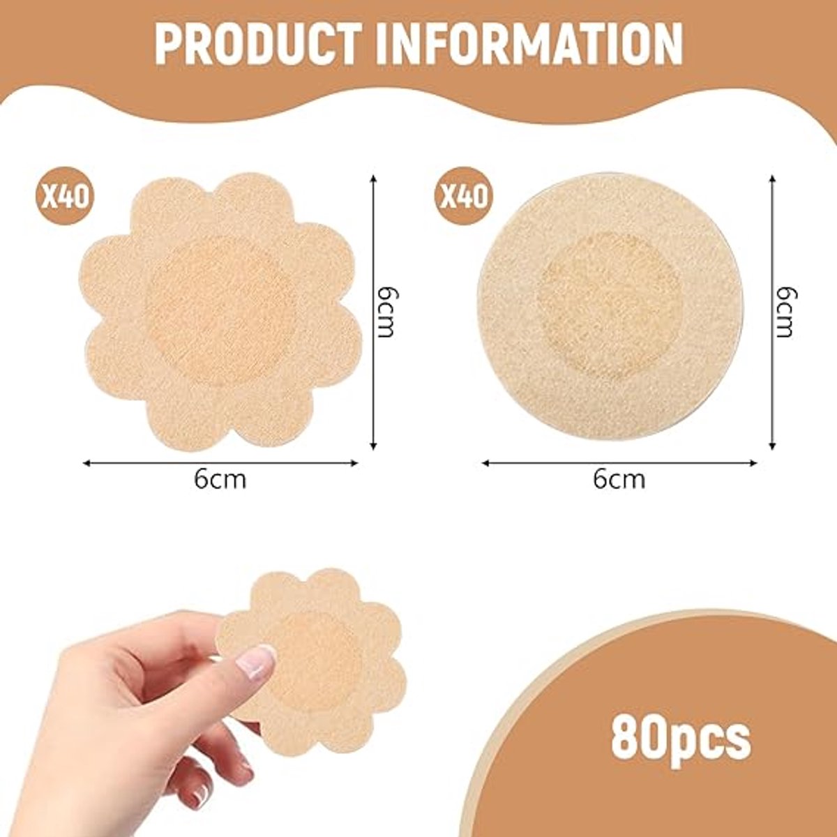 80 Invisible Nipple Shields - Disposable Nipple Shields - Nipple Shields for Women - Breathable Breast Shields - Unisex Nipple Shields - Round and Plum Shape - Off White - One Size