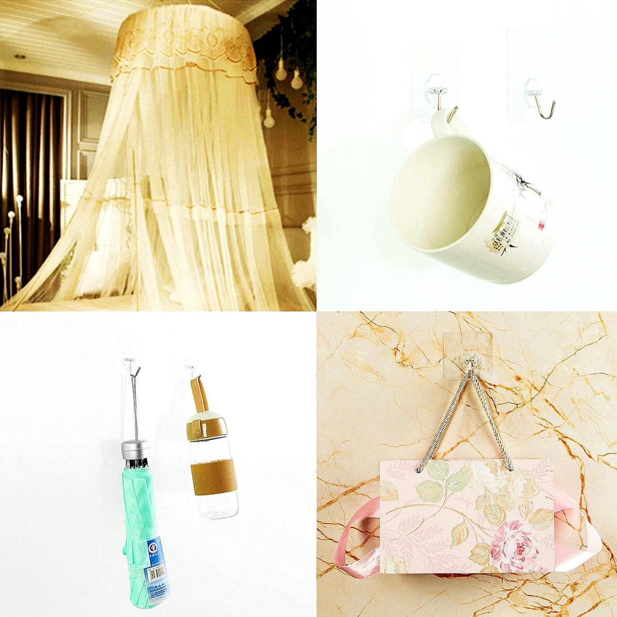 Self-adhesive hooks - transparent - waterproof - self-adhesive wall hooks - suitable for keys - bathroom, shower, outdoor, kitchen, door - practical pack of 24