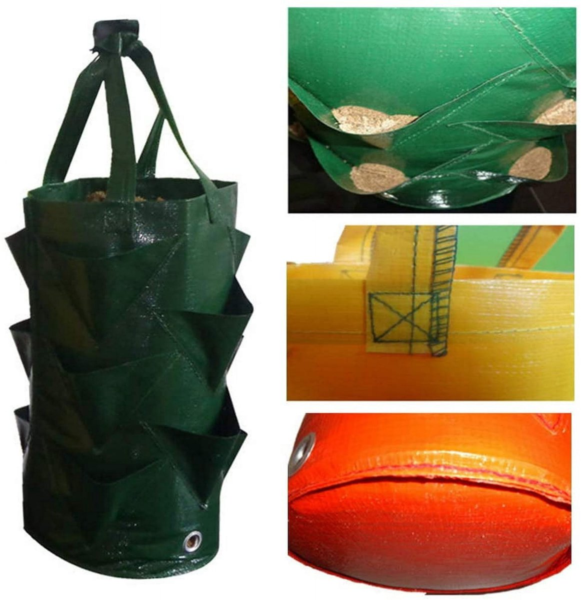 Hanging Plant Bags - 3-Pack Hanging Strawberry Planters - Strawberry Plant Bags PE Strawberry Planters - For Growing Vegetables, Flowers & Herbs