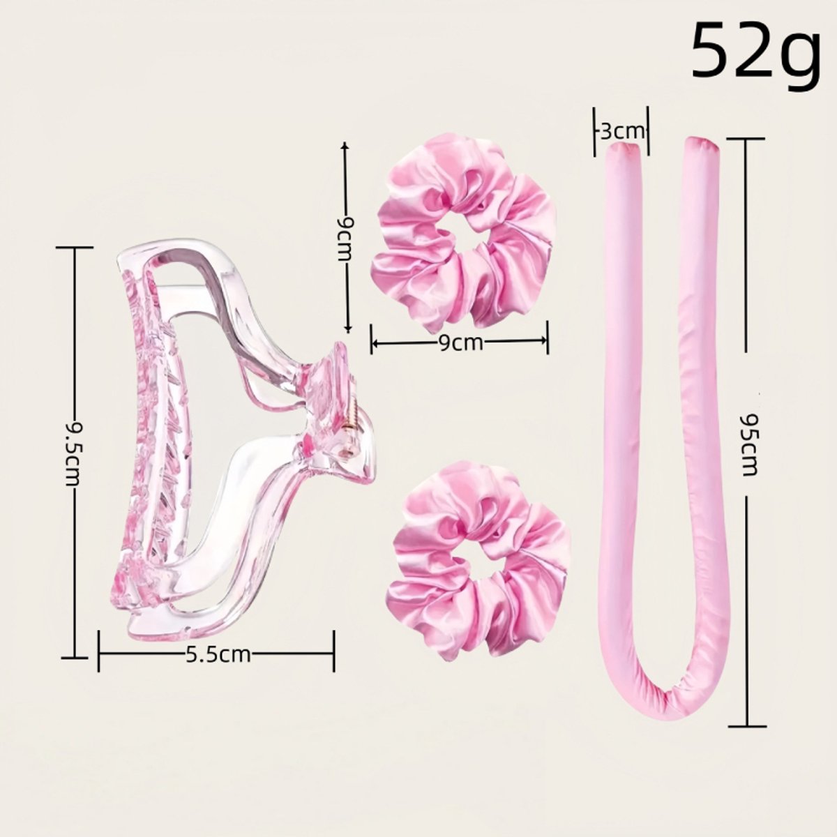 Set of 4 - Heat-Free Curling Iron - Curling Set for Home Use (Pink)