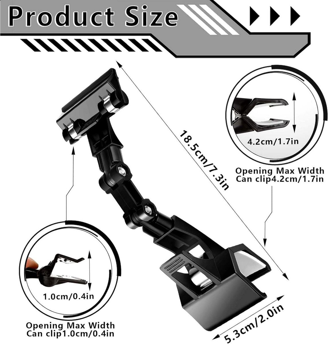 Adjustable Ring Binder - Flexible Rotating Paper Holder - for Typing Table - File Folder - Document Holder - Copy Holder - for Computer Monitor - Canvas Holder (5-pack, black)