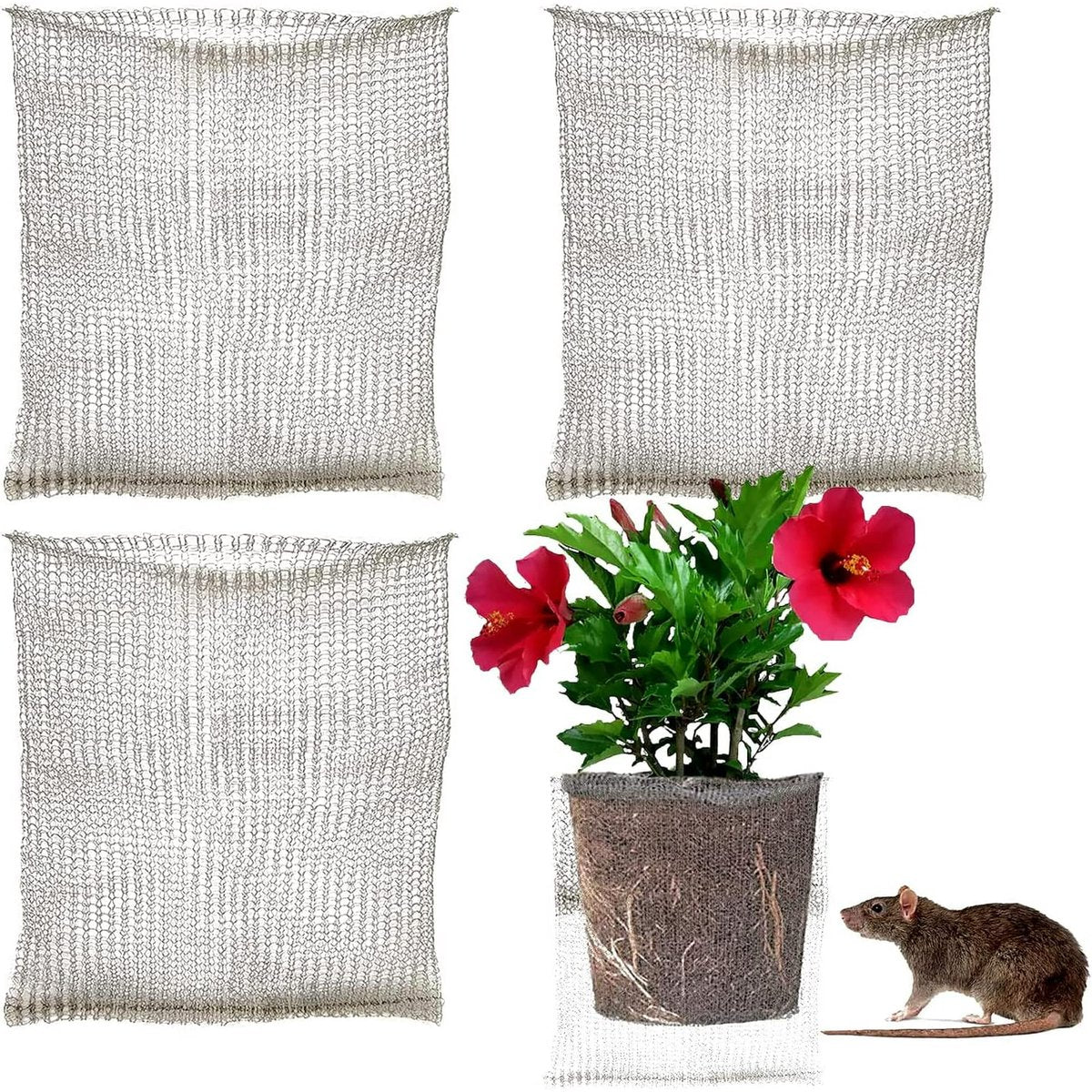 Garden Tools - 3-Piece Root Protection Baskets - Gopher-Resistant Stainless Steel Wire Basket Barriers - Keep Burrowing Animals, Pests, Voles, Moles, and More Out - 24 x 24 Inches