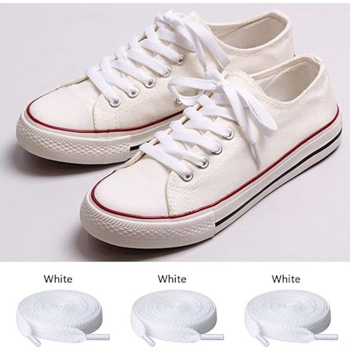 Shoelaces - Sports Shoes - 8mm Wide Flat Laces - Running - 3 Pairs