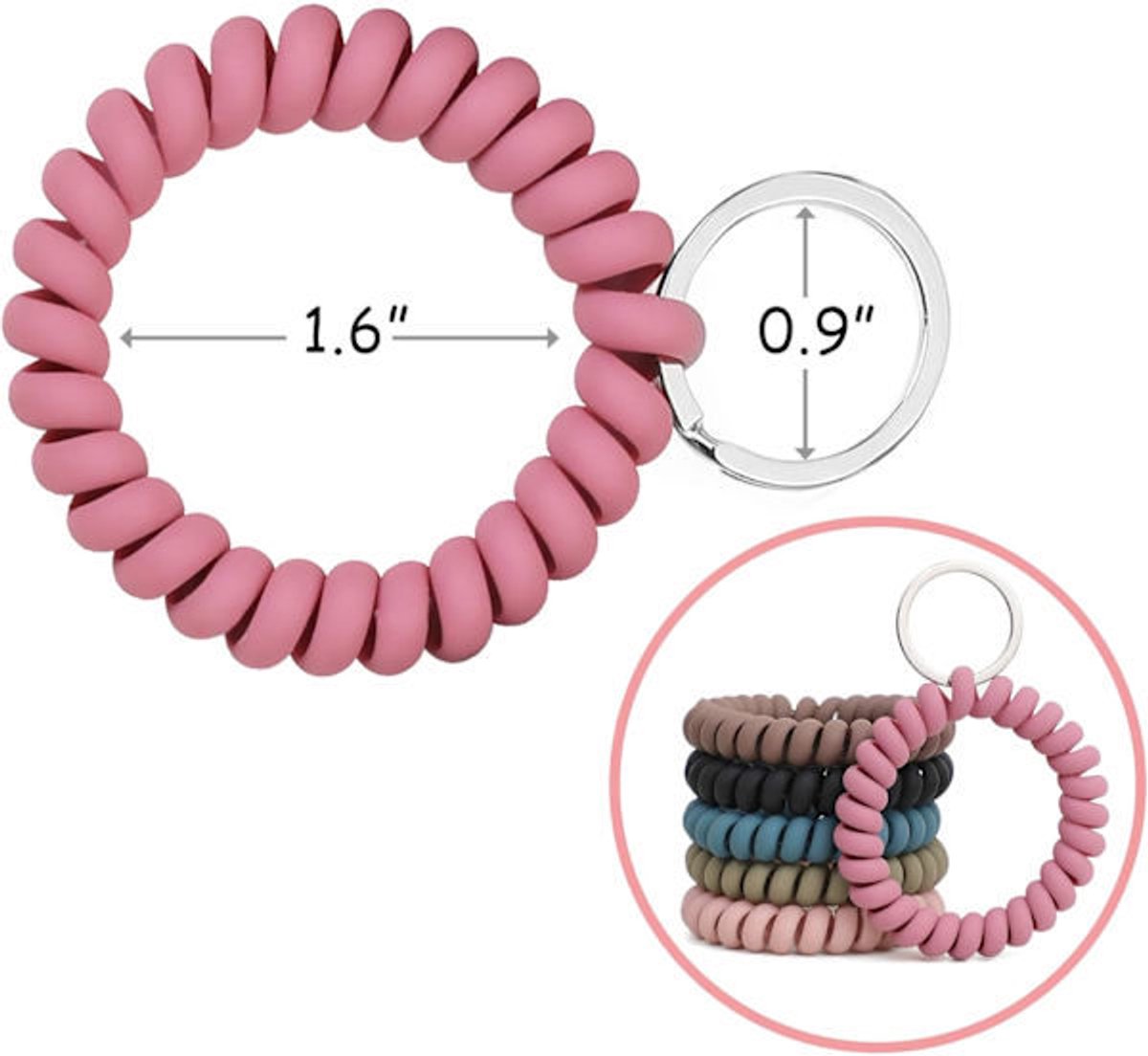 Elastic Bracelet Keychain - Flexible Spiral Bracelet Keychain - For Sauna, Gym, Swimming Pool, ID Card & Outdoor Sports 6-Pack