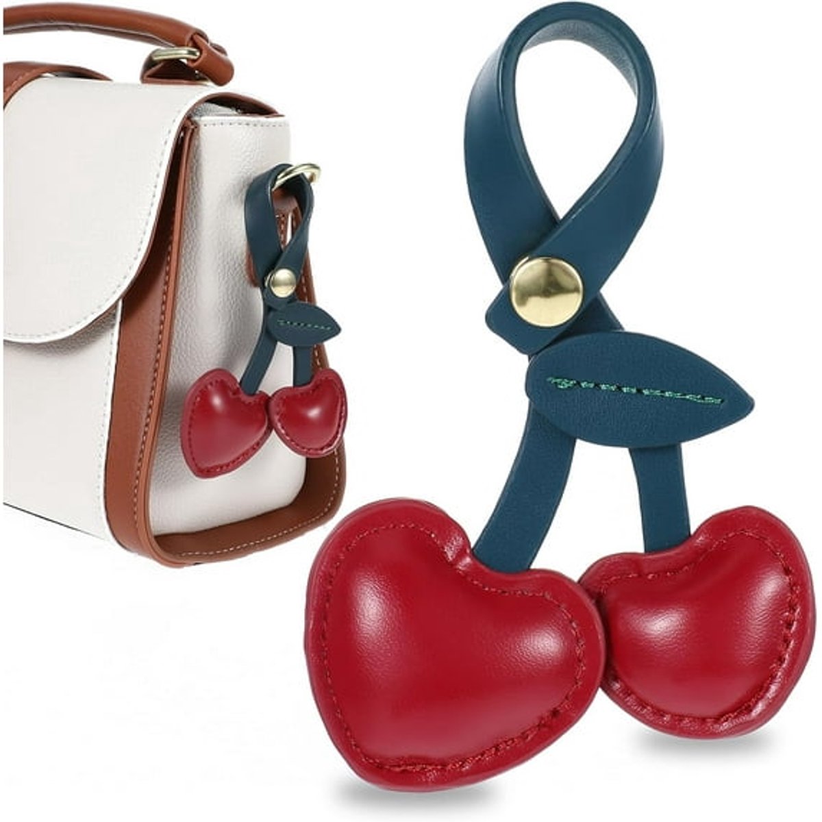 Bag Charms - Cute Leather Cherry Shape Pendant PU Cherry Bag Charms - for Bags - Suitable for Women and Girls