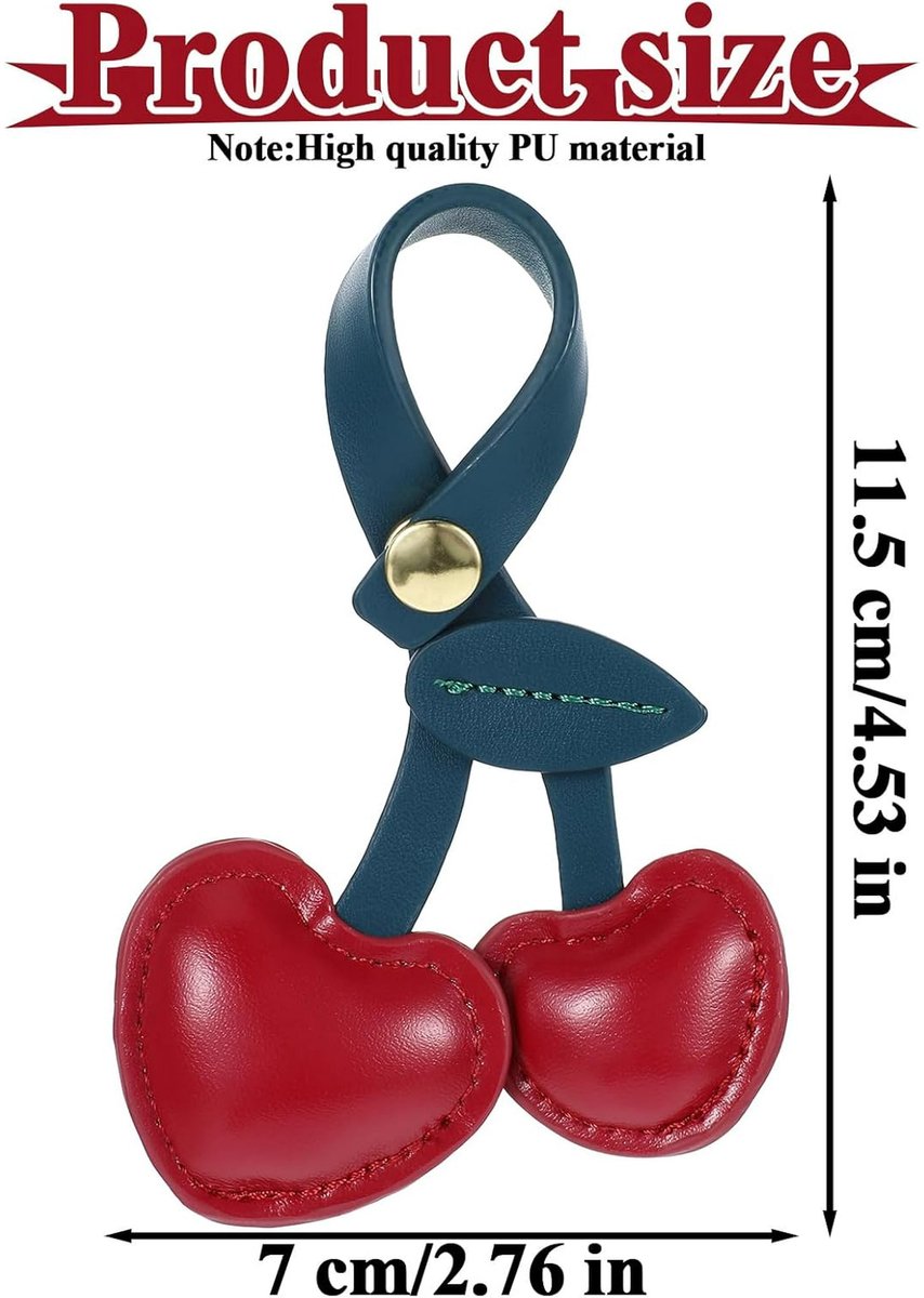 Bag Charms - Cute Leather Cherry Shape Pendant PU Cherry Bag Charms - for Bags - Suitable for Women and Girls
