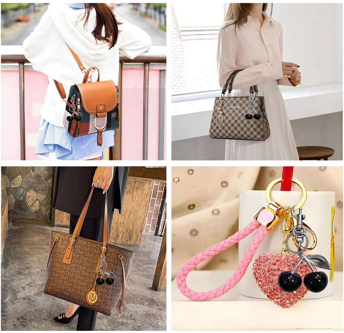 Cherry Charm Keychain - Fashion Accessory for Women's Bags - Suitable for Car Keyrings